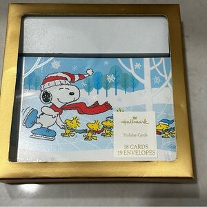Hallmark Peanuts Snoopy Woodstock Christmas 18 Cards Foil Lined Envelope In Box